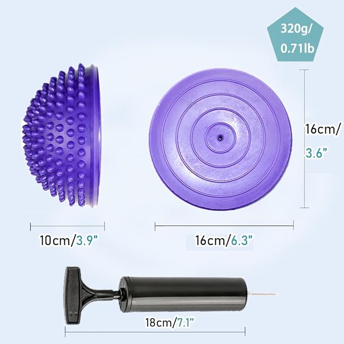 2PCS Hedgehog Balance Pods, Pimples Pilates Ball, Half Spiky Fitness Domes for Kids Adults Sports, Foot Massage, Stability Training, Muscle Balancing Therapy, Motor Skills Yoga Gymnastics Exercise