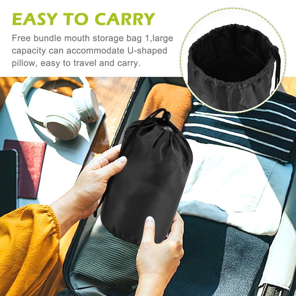 Hooded Travel Neck Pillow, Soft Travel Pillow with Earplugs & Eye Mask U Shaped Memory Foam Neck Pillow with Hood for Airplane, Office, Cars Sleeping Rest(Black)