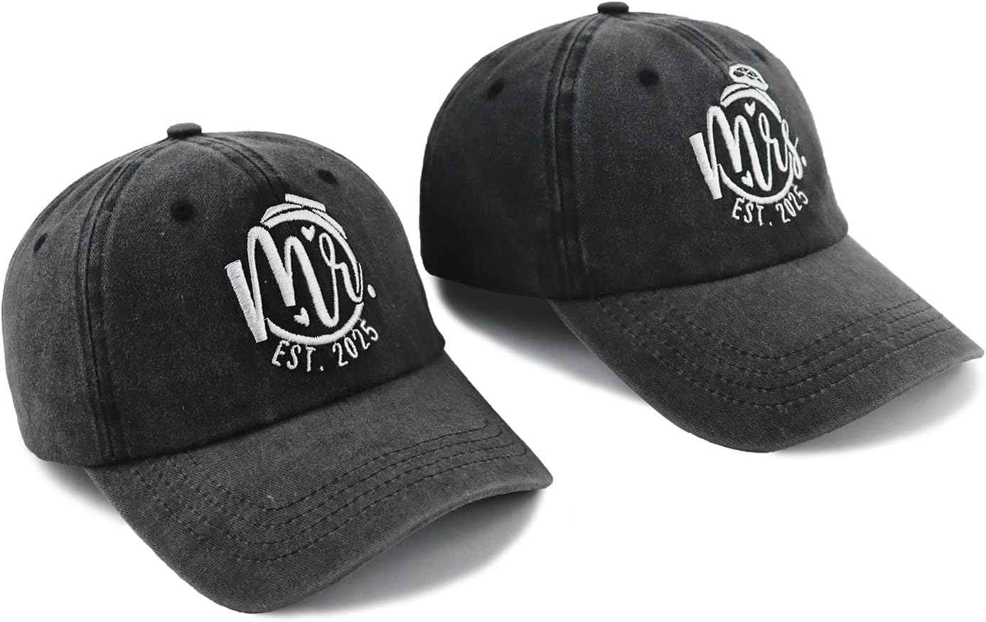 2025 Wedding Gifts for Bride Groom, Couples Her Wifey Mr Mrs Engagement, Honeymoon Outfits Essentials Baseball Cap for Bridal Gift Black