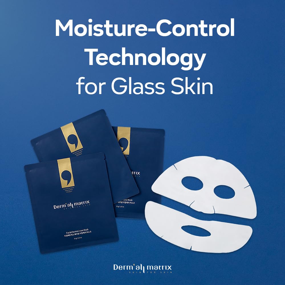 DERM·ALL MATRIX Daily Facial Dermal-care (35g/sheet) Overnight mask pack,Lifting and Hydrating,Soothing, Exfoliating,Skin Nourishing,Collagen sheet mask for wrinkles and dry skin. (4sheets/1week)