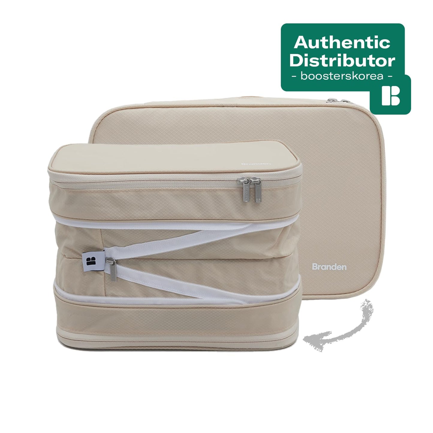 Branden Compression Packing Cube, X-Large, Sandbeige | Travel Essentials l Luggage Organizer l Self Compression Organizer for Travel l Overnight Trip, Road Trip, Beach, Cruise