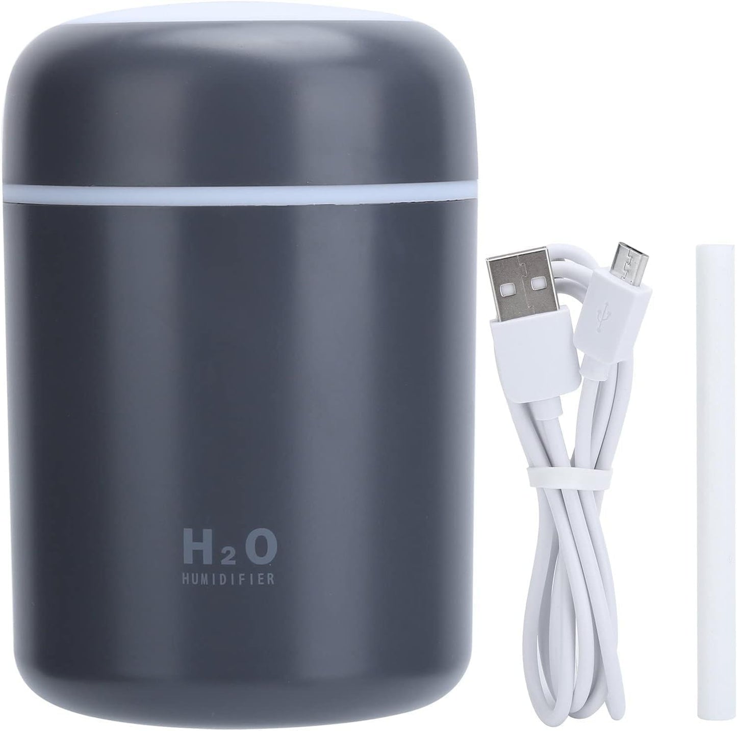 H2O – Ultrasonic Cool Mist Humidifier 3 Color (Black, White, Pink), Quiet Operation, USB Powered, Portable for Home, Office, Travel, Night Light Function, Compact Design, Improves Air Quality (Black)