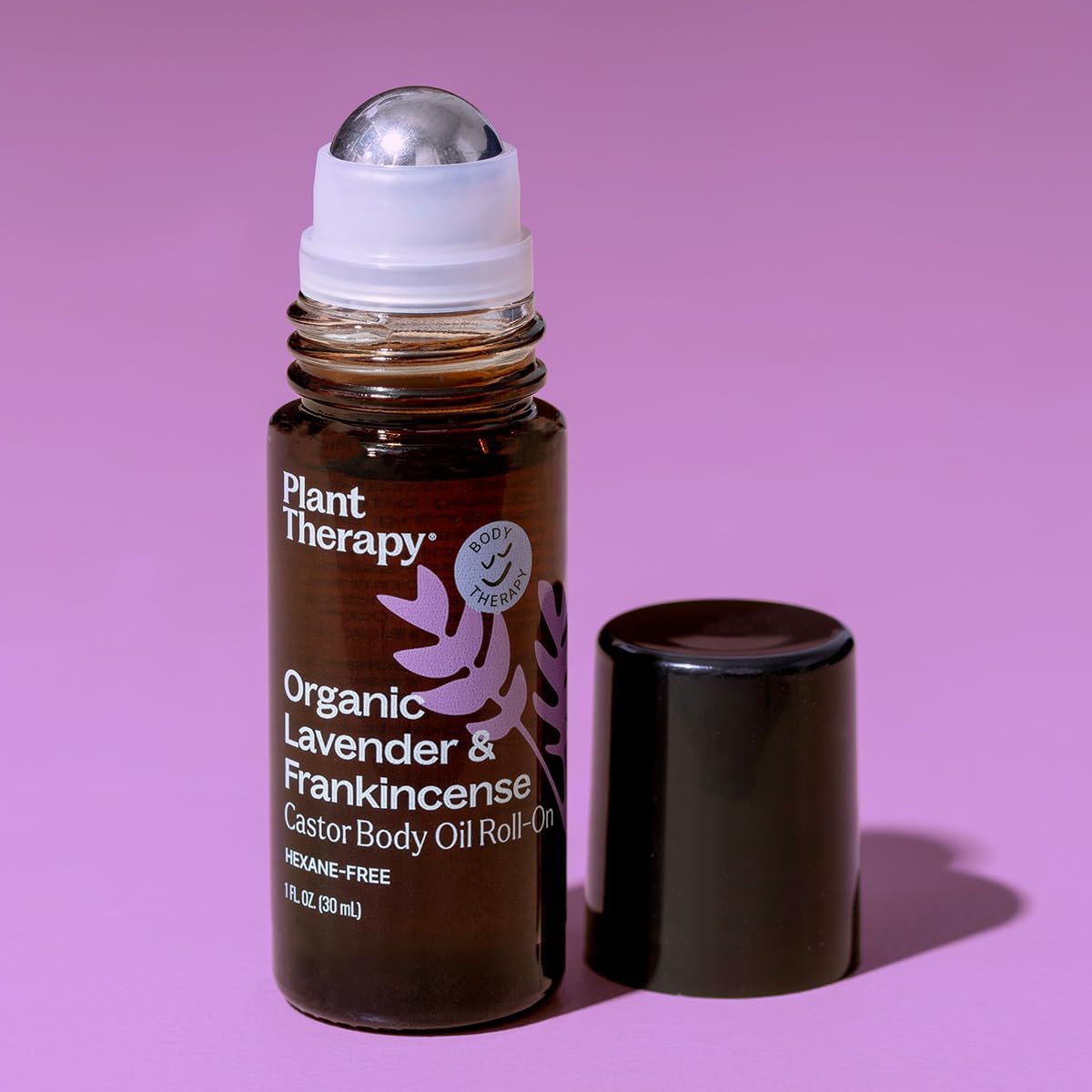 Plant Therapy Organic Lavender & Frankincense Castor Body Oil Roll-On 30 mL (1 oz) Soothes Dryness, and Skin Irritation, Calming Aroma, Relaxation, Pure, Organic Formula, Healing Benefits