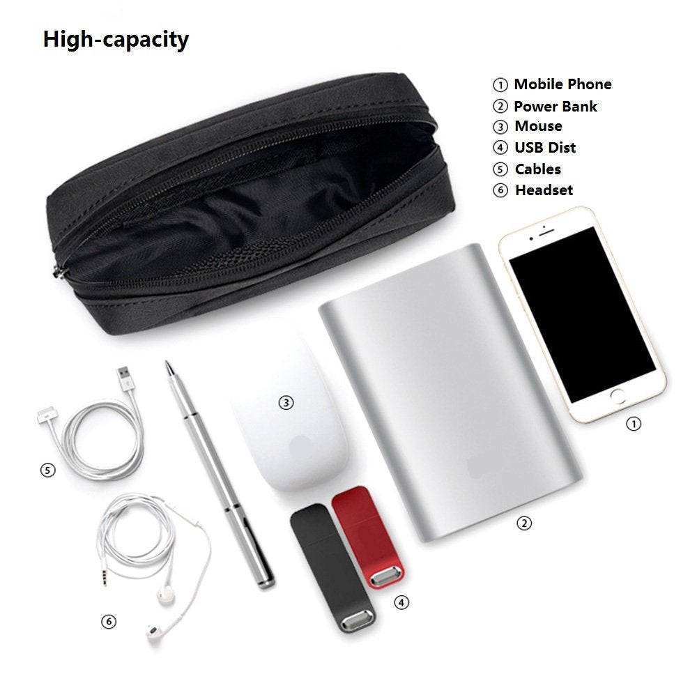 ERCRYSTO Universal Electronics/Accessories Soft Carrying Case Bag, Durable & Light-weight,Suitable for Out-going, Business, Travel and Cosmetics Kit (Small-Black)