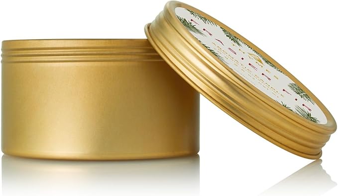Thymes Travel Tin Holiday Candles - Scented Candles for Home Decor - Winter Scents - Christmas Gifts - Luxury Home Fragrance Gifts for Women & Men - Gold (Frasier Fir, 2.5 oz)