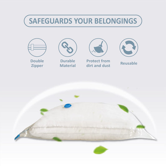 10 Large Vacuum Storage Bags with Hand Pump, Large Vacuum Seal Bags for Clothing, Space Saver Bags for Travel Lugggage, Blankets, Comforters