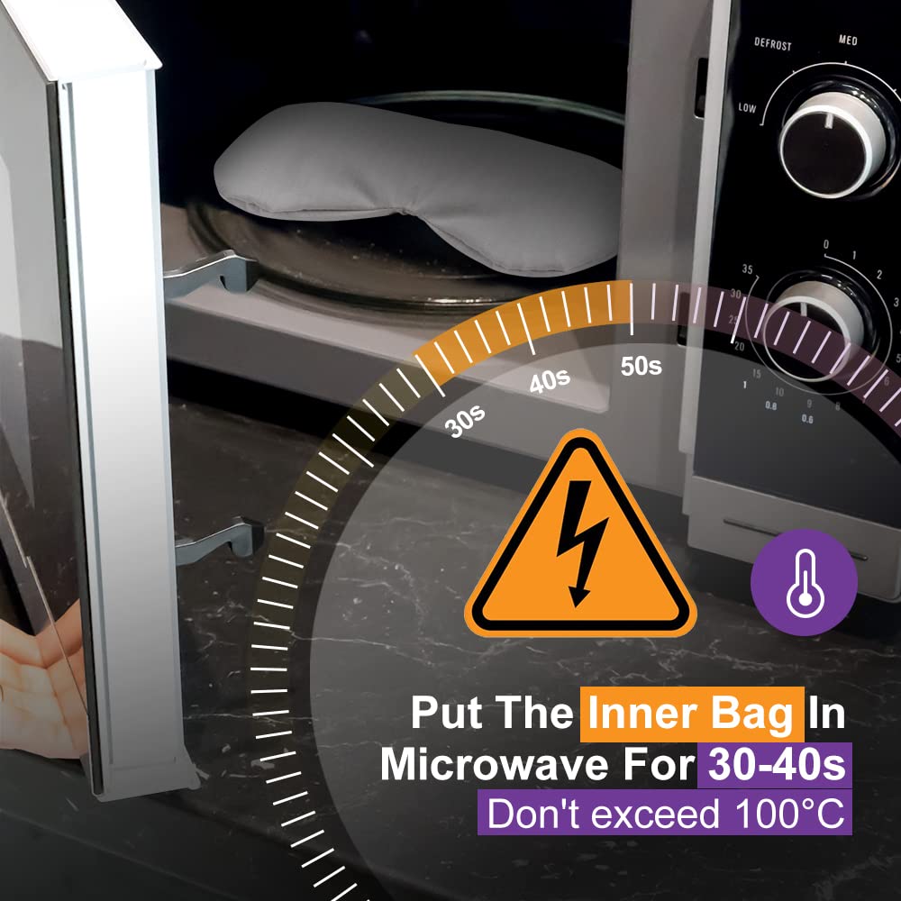 Lavender Eye Mask, Aromatherapy Weighted Eye Mask for Dry Eyes, Sleep Mask for Men Women, Hot & Cold Therapy Eye Cover for Compression Pain Relief, Eye Pillow for Puffy Eyes, Migraine, Sinus Pain-Grey