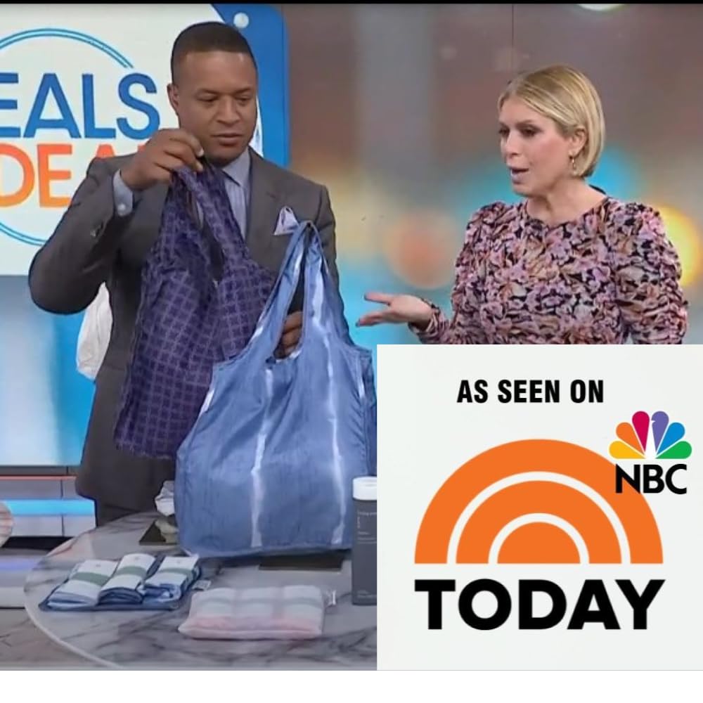 Pure Sage Reusable Grocery Bag - Stylish Shopping Bag for Groceries - Foldable Tote Bag - Medium Size - Natural Mood