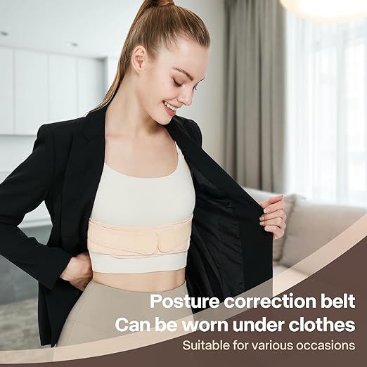 Back Brace Posture Corrector for Women and Men,Adjustable Shoulder Posture Brace,Upper Lower Pain Relief - Scoliosis,Hunchback,Hump,Spine Beige(Large/X-Large)