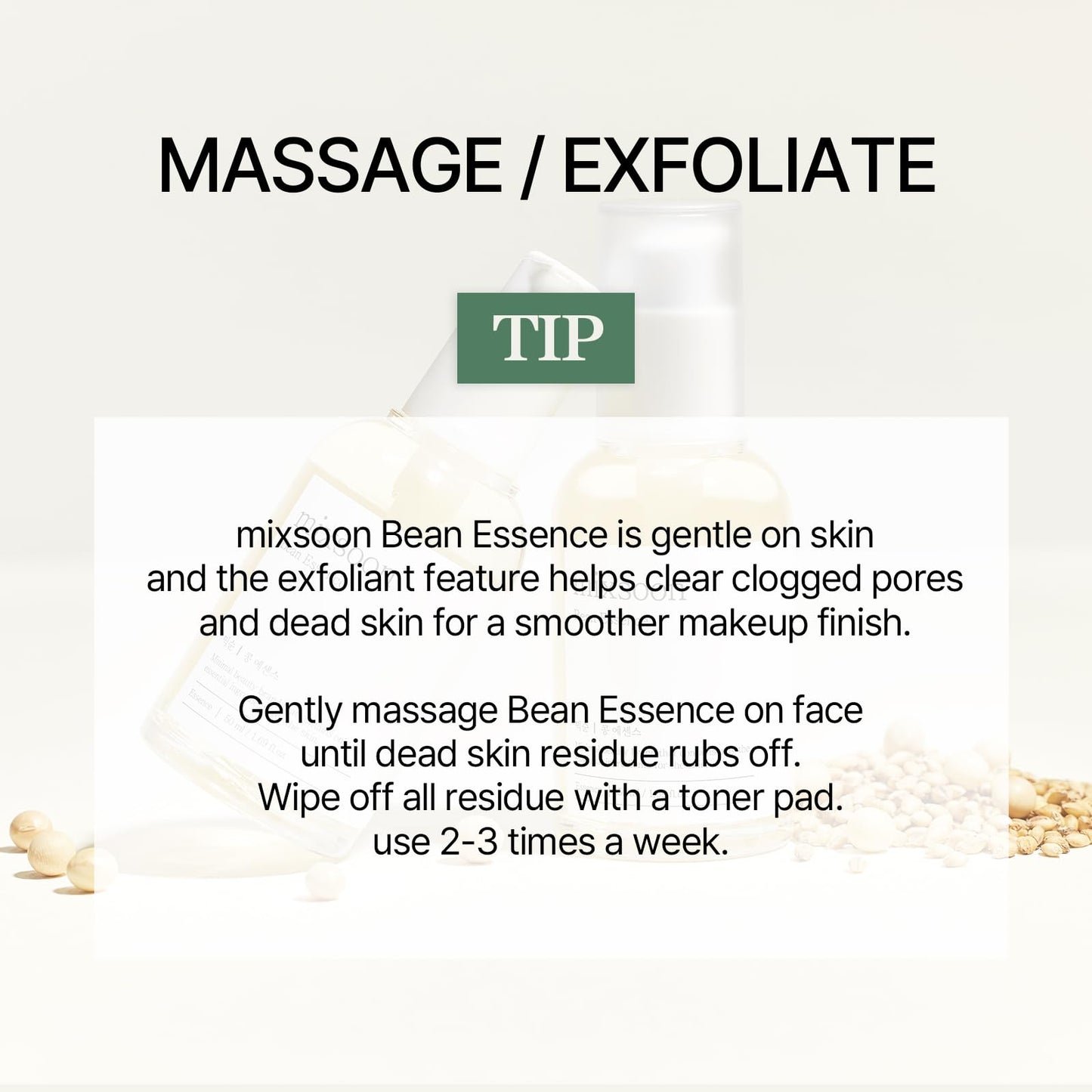 mixsoon Bean Essence 1.01 Fl.Oz. / 30ml (Pack of 1) Exfoliating Hydrating Korean Skin Care Hyaluronic Acid Serum Korean Glass Skin Care