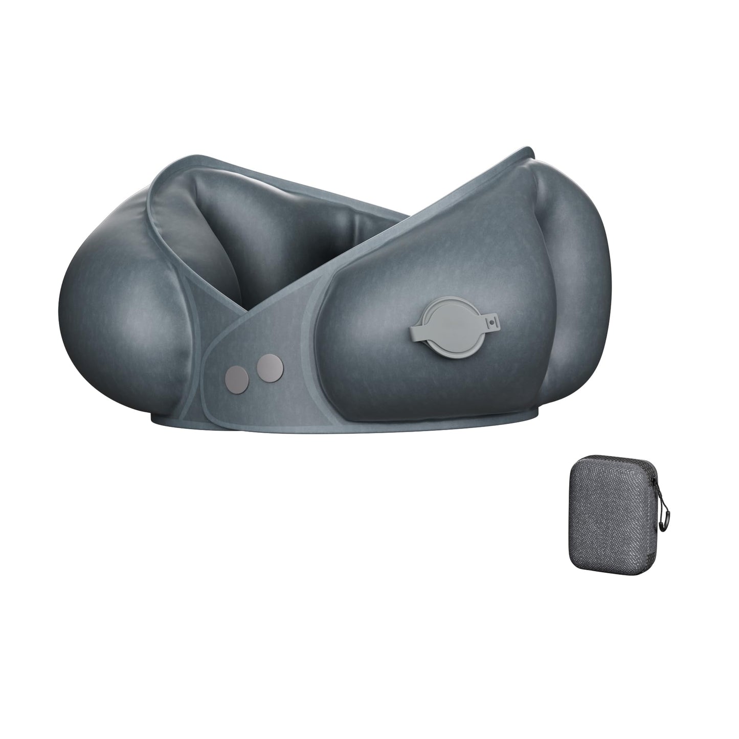 NQQNQQ J-10 Inflatable U-Shaped Travel Pillow, Compact Neck Support Cushion for Airplane, 3D Ergonomic Design, 5s Fast Inflation, Portable Neck Rest for Sleeping & Travel. (Gray)