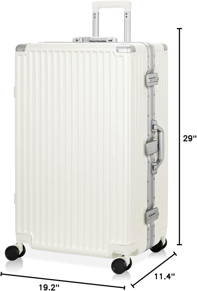 AnyZip Luggage PC+ABS Aluminum Frame Zipperless Checked Luggage Hard Shell Suitcase with TSA Lock Double Spinner Wheels 28 Inch Haze Blue