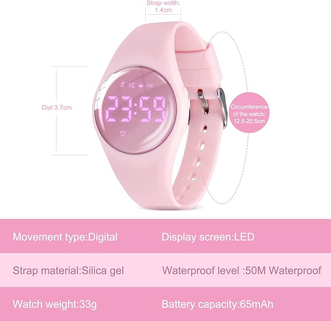 Kids Watches for Girls Boys Digital Sport Watch with Step Counter Pedometer Vibration Alarm Clock, No App Waterproof Fitness Tracker Kids Watch Boys Girls Teens Students Ages 5-16