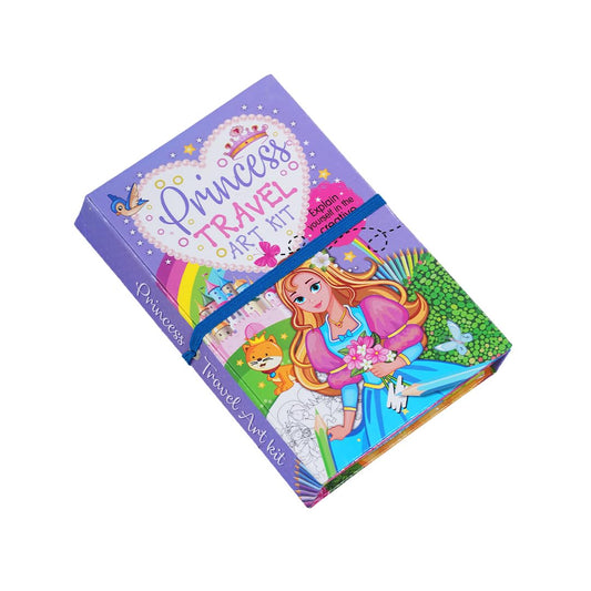 FIRSTJIGGLE First Jiggle Colouring and Sticker Princess Travel Art Kit | Includes Coloring Pad, Sticker Sheets & Color Pencils | Fun Travel Activity for Kids | Gift for Girls Ages 3-8