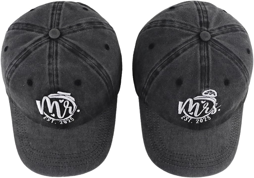 2025 Wedding Gifts for Bride Groom, Couples Her Wifey Mr Mrs Engagement, Honeymoon Outfits Essentials Baseball Cap for Bridal Gift Black