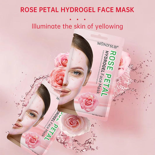 Hydrogel Collagen Sheet Mask with Rose Petal, Instant Brightening Hydrating Face Mask Sheet Mask for Firming, Elasticity Improvement 12-Pack