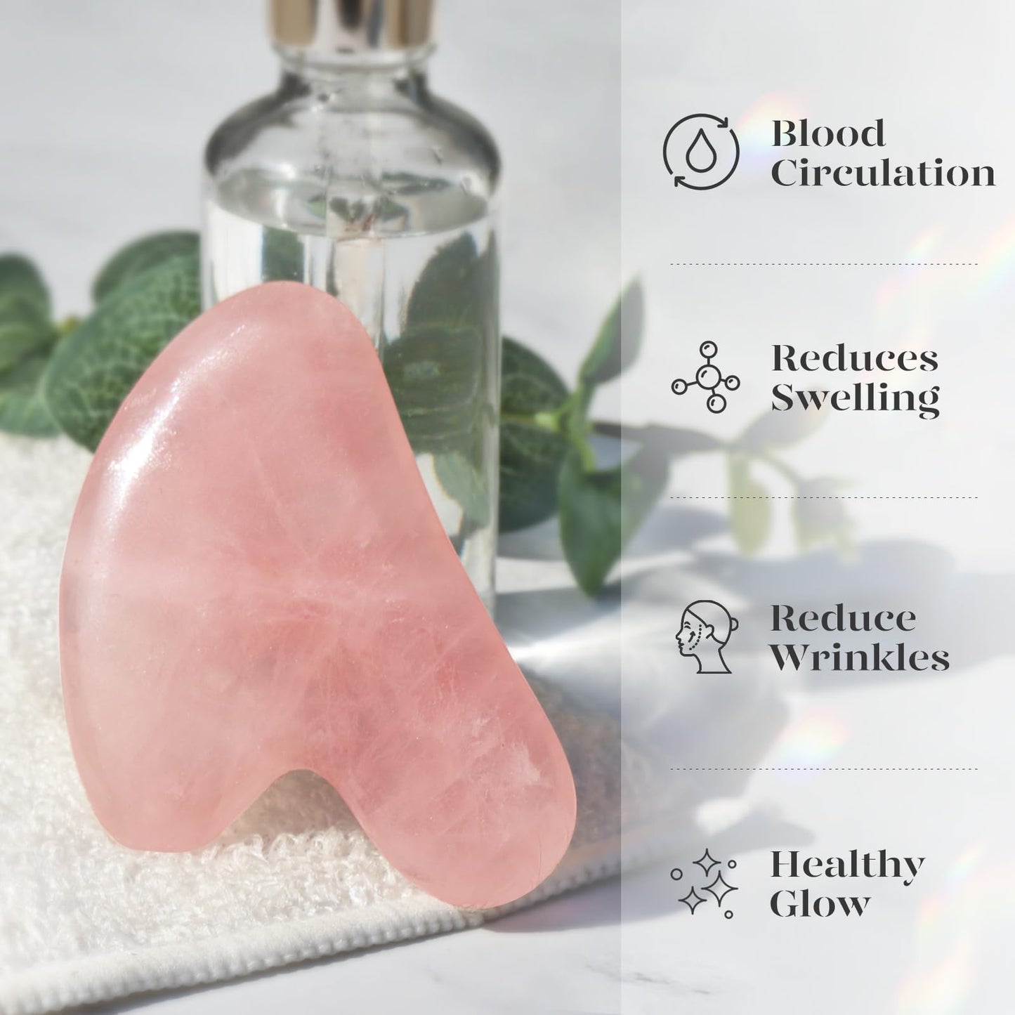 BAIMEI Gua Sha Facial Tool for Self Care, Massage Tool for Face and Body Treatment, Relieve Tensions, Reduce Wrinkles and Redness, Skin Care Tools for Men Women - Rose Quartz