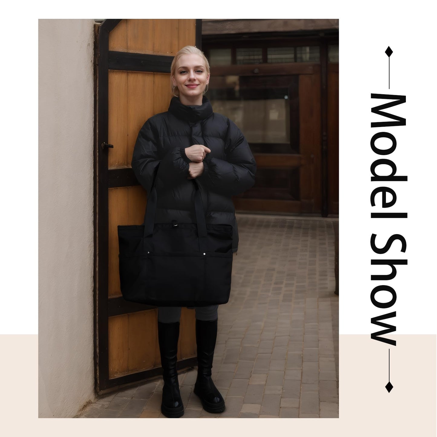 Foldable Travel Duffle Bag for Women, Gym Tote With Zipper Top Handle Handbag Large Shoulder Bag