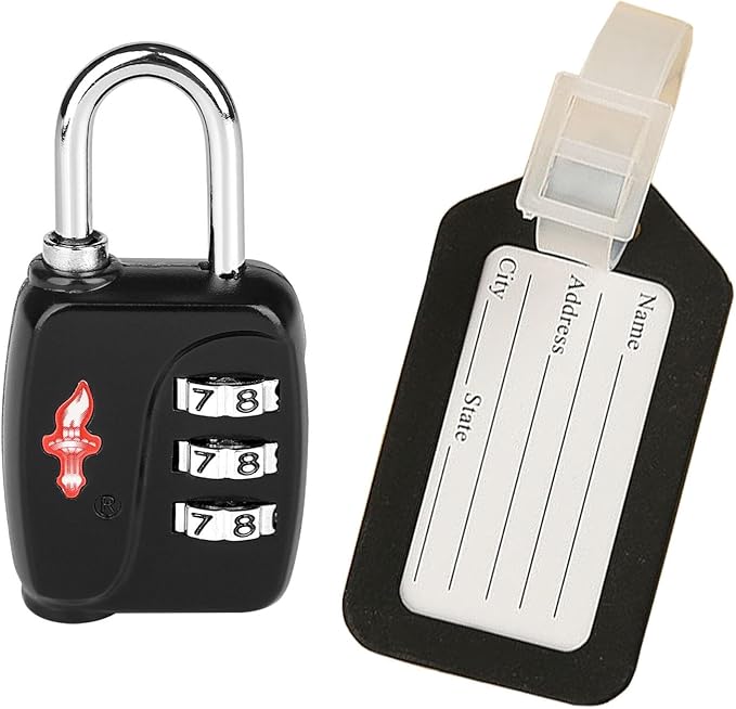 1 Sets TSA Approved Luggage Lock Combo - Secure Travel Essential w/Free Luggage Tag! Combination Lock for Suitcases, Backpacks, Gym Lockers & School