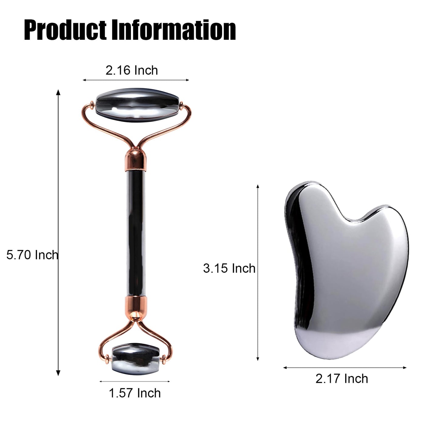 InfiniteRelax Terahertz Gua Sha & Roller Facial Tools, Face Roller and Gua Sha Set, Guasha Massager Tool for Face-Reduce Puffiness and Improve Wrinkles Idea for Mom Women