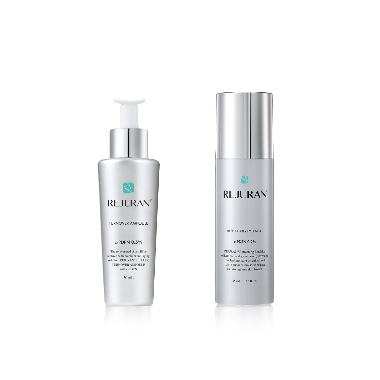 REJURAN® c-PDRN® Korean Skin Care Bundle – Turnover Ampoule & Refreshing Emulsion with Salmon DNA for Firming, Hydration, Radiance & Skin Elasticity
