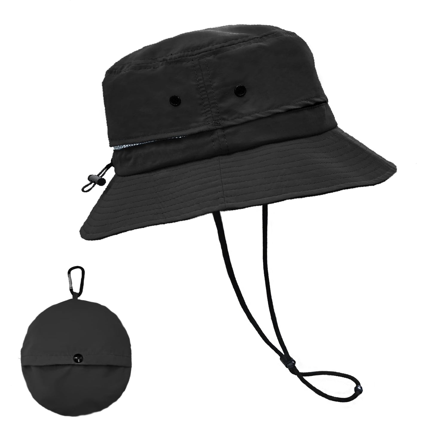 lifwimner Bucket Hat for Women Packable Fisherman Cap for Men Sun Hat Quick Dry Breathable UV Protection for Fishing Hiking Beach Safari Summer(Black)
