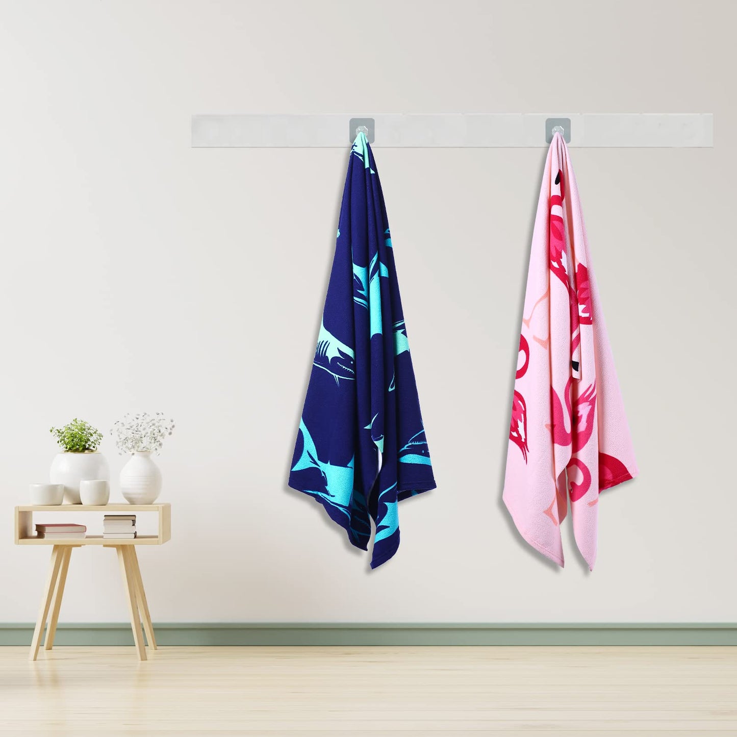 Genovega 2 Packs Oversized Beach Towel Set 36 x 72 in Large Big Pool Camping Swim Clearance Soft Towels Travel Essentials Accessories Must Haves Vacation Adult Necessities Gifts Clownfish Flamingo