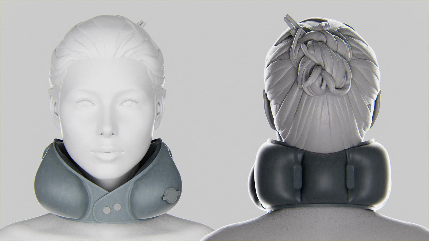 NQQNQQ J-10 Inflatable U-Shaped Travel Pillow, Compact Neck Support Cushion for Airplane, 3D Ergonomic Design, 5s Fast Inflation, Portable Neck Rest for Sleeping & Travel. (Gray)