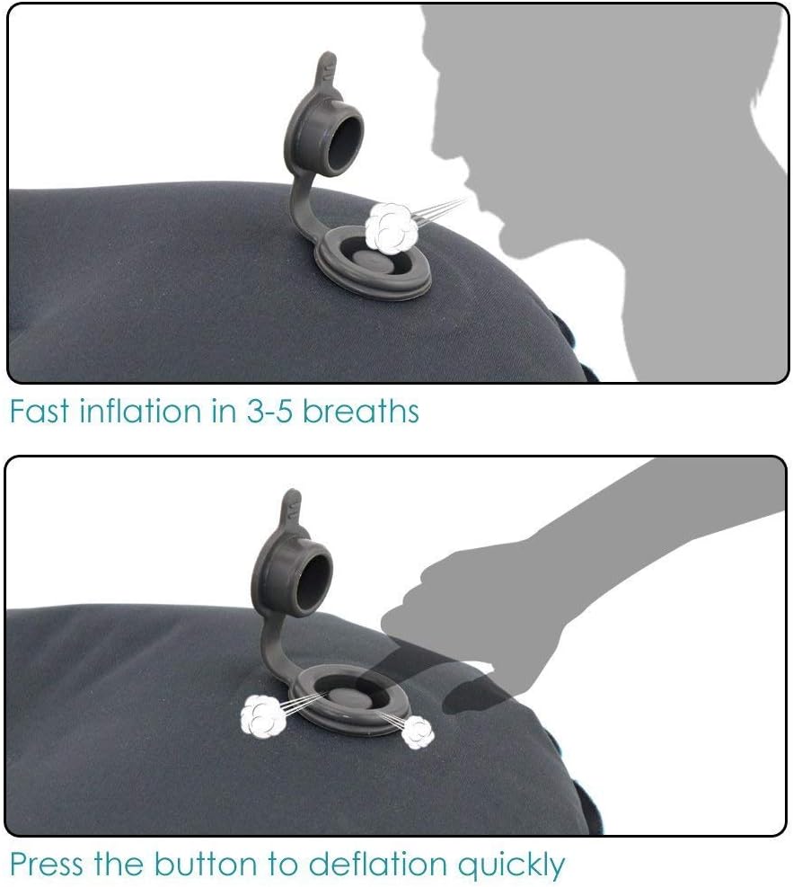 SUNYAO Ultralight Inflatable Camping Pillows - Compressible, Compact, Inflatable, Comfortable, Ergonomic Pillow for Neck & Lumbar Support While Camping, Backpacking,Hiking