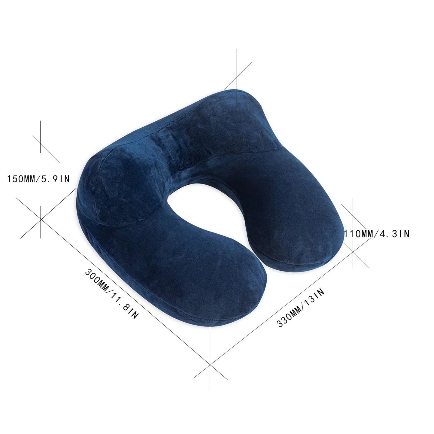 Makimoo Inflatable Travel Pillow, Neck Pillow Support for Traveling, Airplanes, Cars, and Offices with Compact Carrying Bag, Soft Velvet Washable Cover, Ideal for Adult Sleepers (Blue)