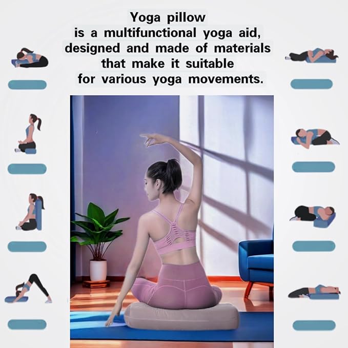 NGT new guide steps Yoga Bolster Pillow for Meditation and Support - Rectangular Yoga Cushion Foam Wedges Washable Suede Pillowcase for Men and Women with Carry Handles.…