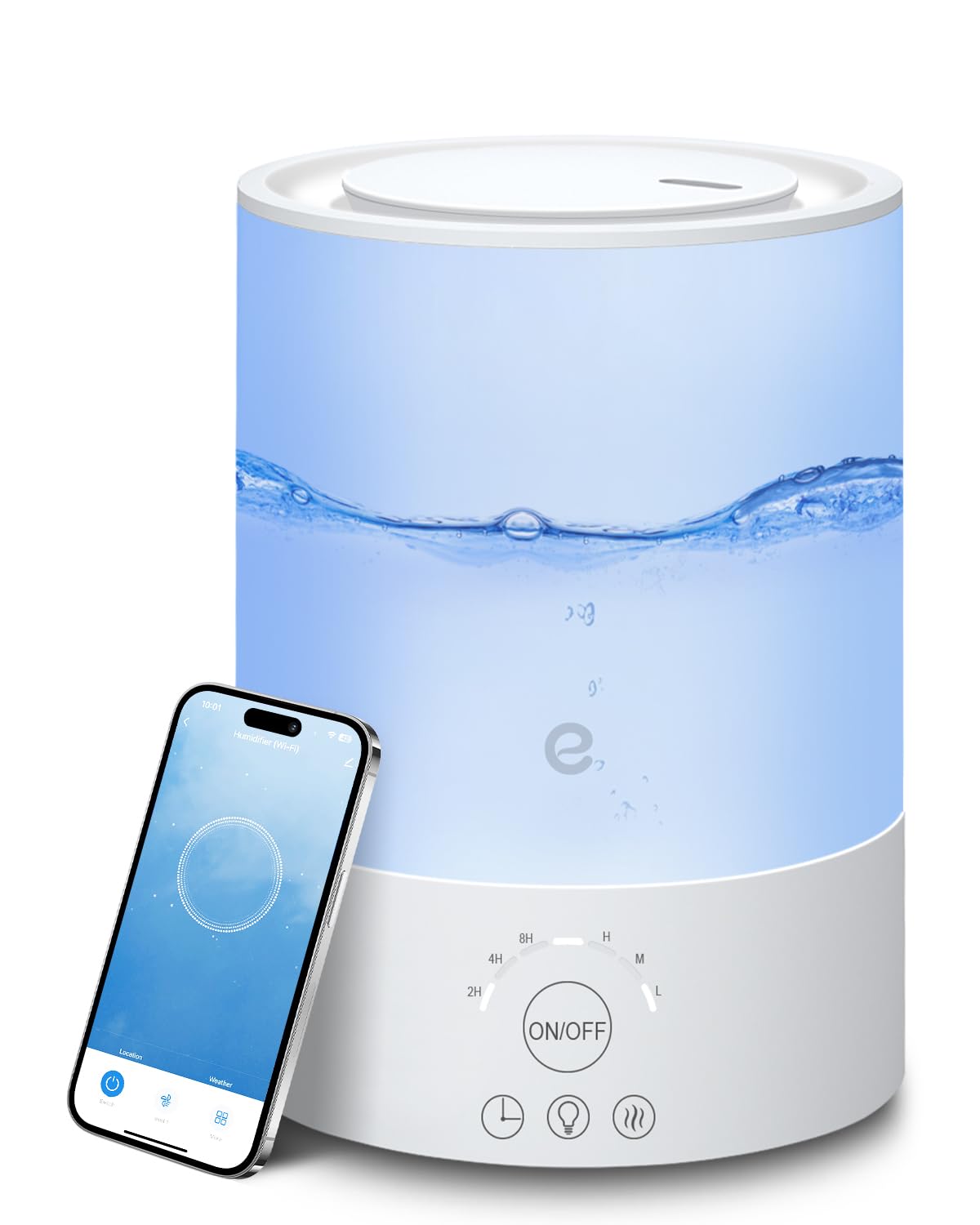 Esemoil Smart Humidifiers for Bedroom, 2.5L Top Fill Cool Mist Humidifiers with Essential Oil Diffuser, Humidity Setting, APP & Alexa Voice Control, Nightlight, Timer, Quiet Operation, Auto Shut-Off