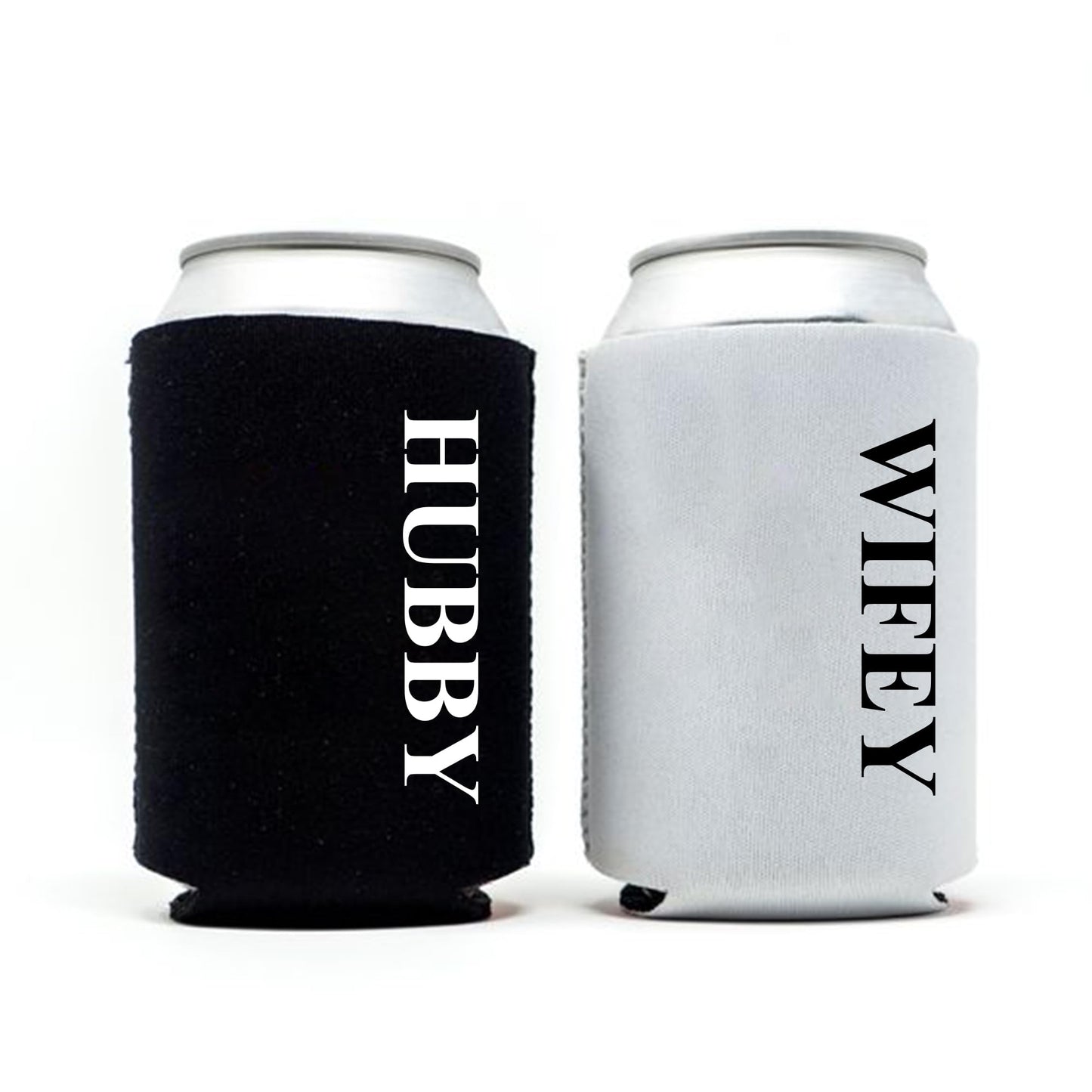 GroomBrideGifts Honeymoon Essentials Gifts - Hubby and Wifye Novelty Can Cooler|Wedding Engagement Gifts for Couples