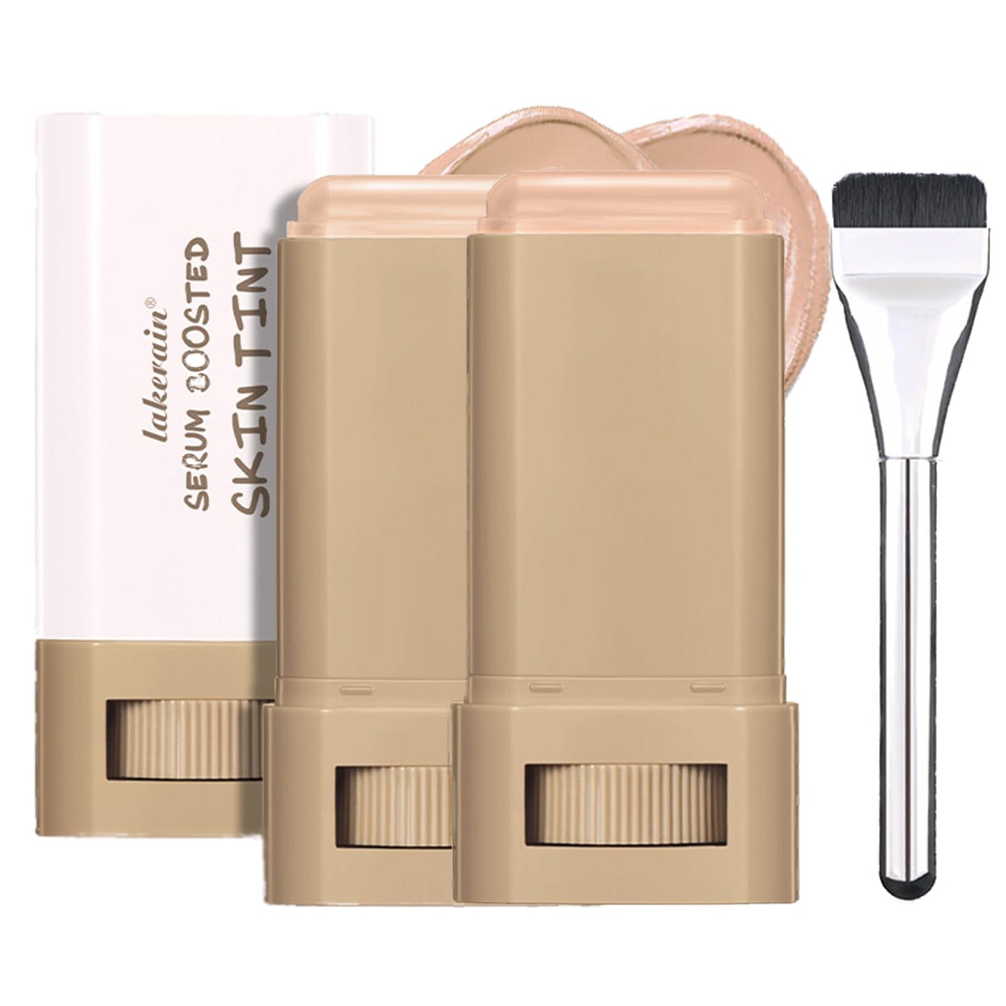 Serum Boosted Skin Tint Balm, Beauty Skin Tint, Foundation Stick Beauty Balm Serum Boosted Skin Tint, Skin Tint for Black Women, Moisturizer for Face, Evens out Skin (#04+#05)