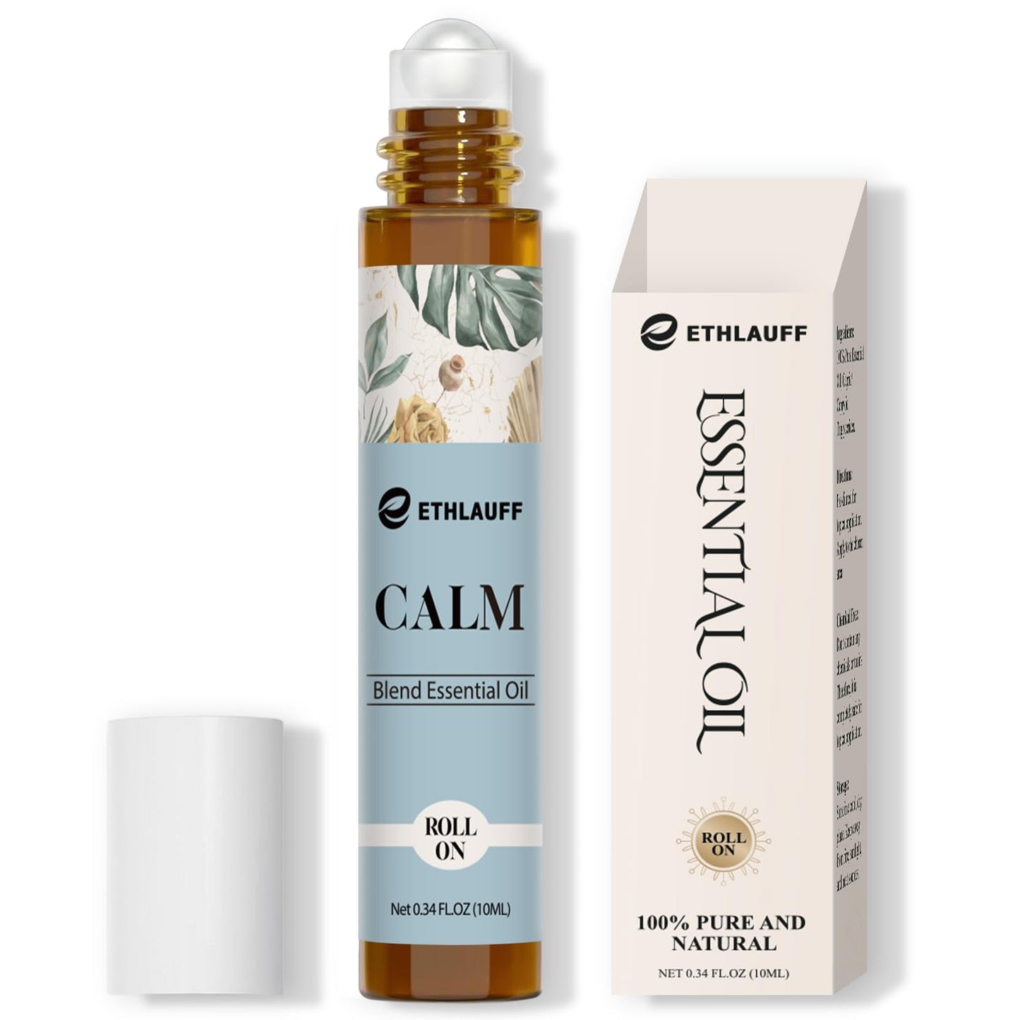 Calm Essential Oil Roll On, Aromatherapy Roll On Oil Blends for Stress Relief, Massage, Self Care Relaxation Gift