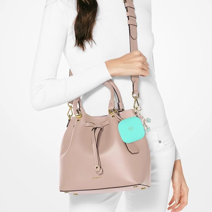 Compatible with Powerbeats Pro, Soft Silicone Case with Gold Heart Pattern for Powerbeats Pro Case with Cute Butterfly Keychain for Girls Women (Mint Green)