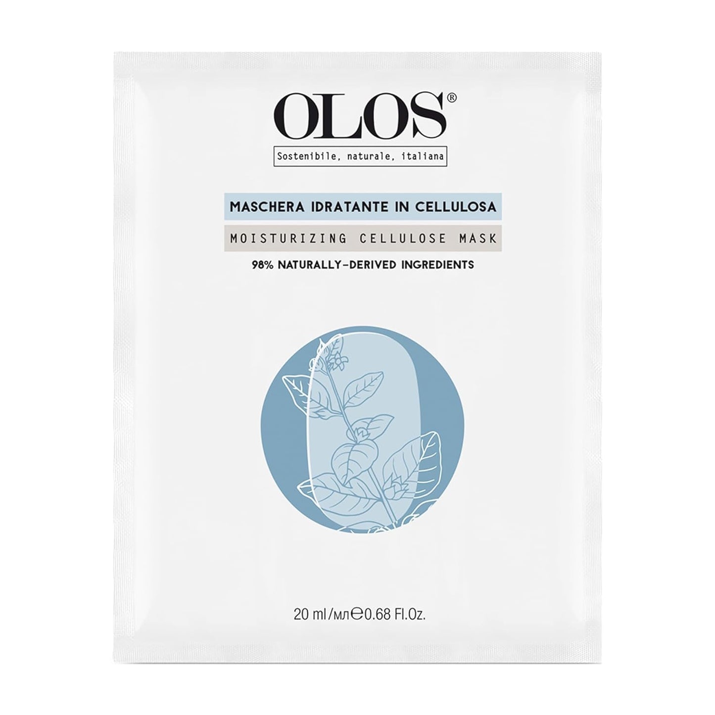 OLOS Moisturizing Cellulose Mask, 0.67 oz - Sheet Masks with Indian Ginseng, Hyper-Fermented Aloe - Antioxidant, Protective and Hydrating Face Mask