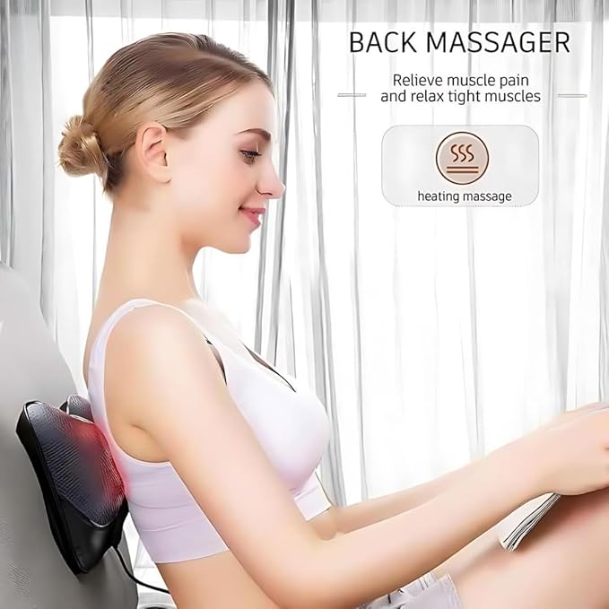 Shiatsu Back and Neck Massager with Heat – Deep Tissue, Pain Relief Pillow for Neck, Shoulders, Legs, Feet – Relaxing Electric Massager for Home, Car & Office Use
