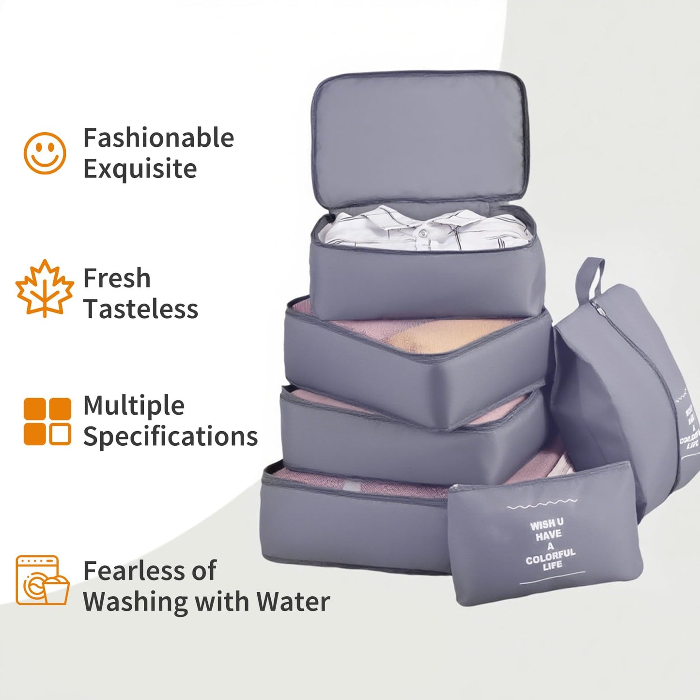 Packing Cubes Storage Luggage Organizers Bags 11 set for Travel Clothing Classification Storage Bag (Grey, 11 Pieces)