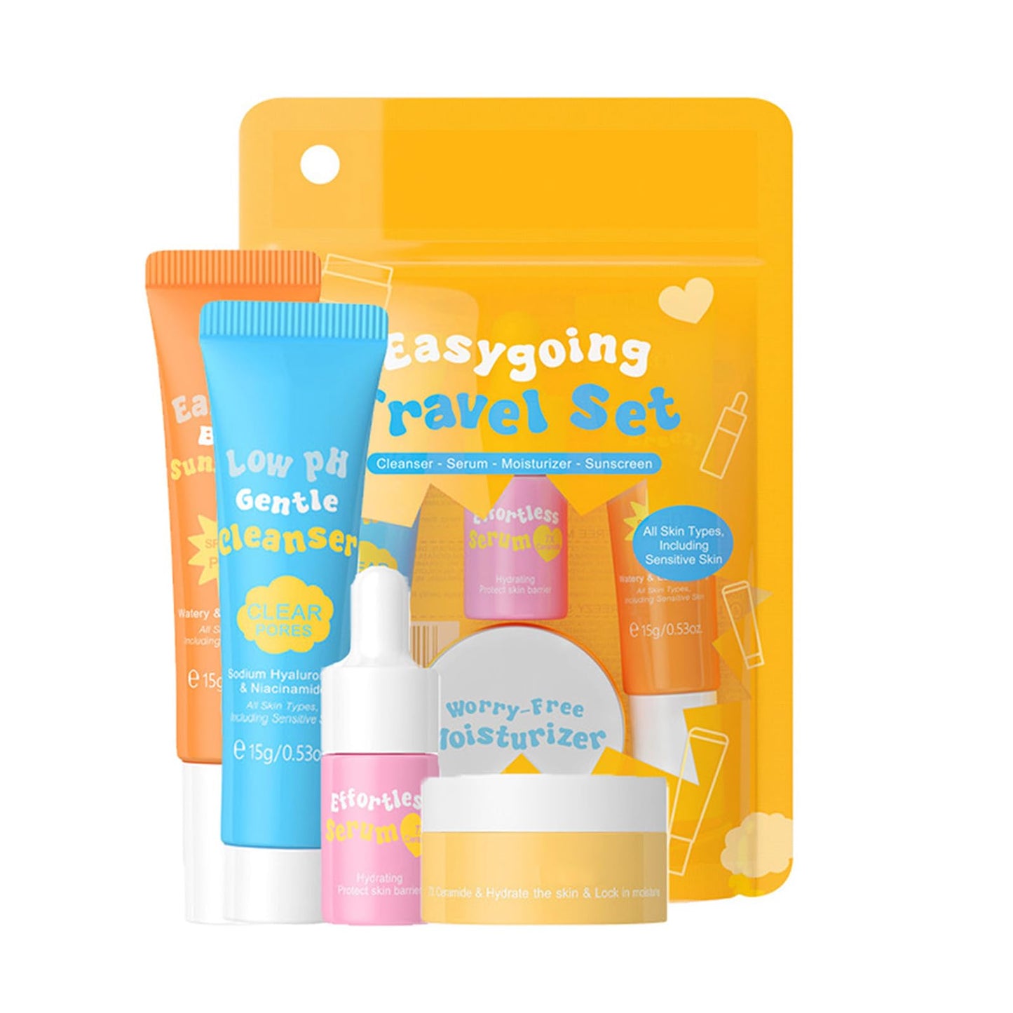 Hydrating Skin Care Set Travel Kit,4 Piece Skincare Essentials Set Mini Travel Size,Travel Friendly Face Routine Set for Women and Teenage Girls- Travel Essentials Gift Set