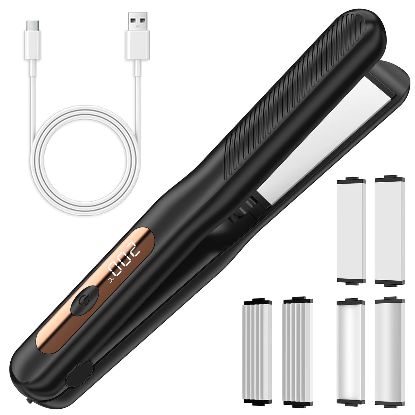 Hair Straightener 3 in 1,Cordless Rechargeable Flat Iron Detachable(with 3 Plates),Multi-Function Mini Hair Straightener Replaceable,5000mAh Travel Curling Iron,USB Rechargeable Hairdressing Tools