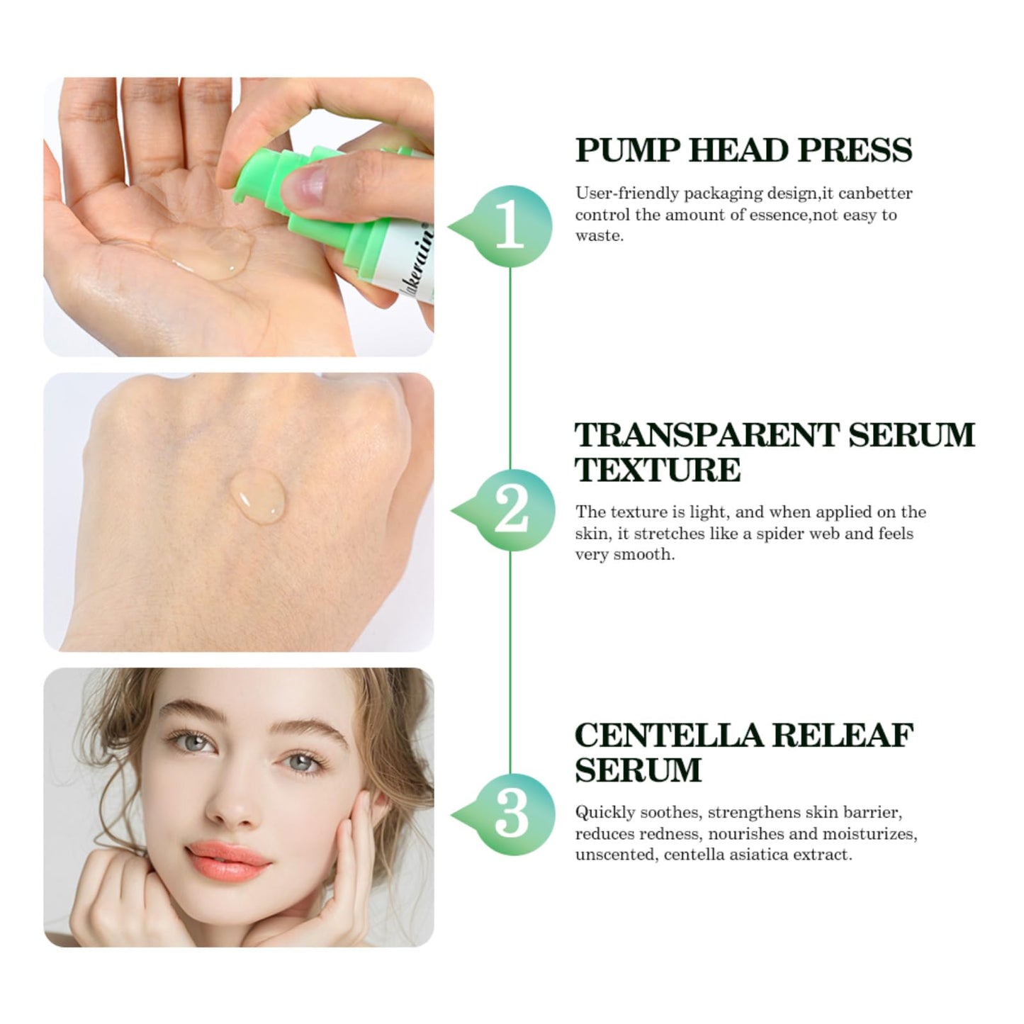 NICEFACE Centella Releaf Serum, Soothing, Calming, Facial Serum for face, Vegan & Cruelty-Free