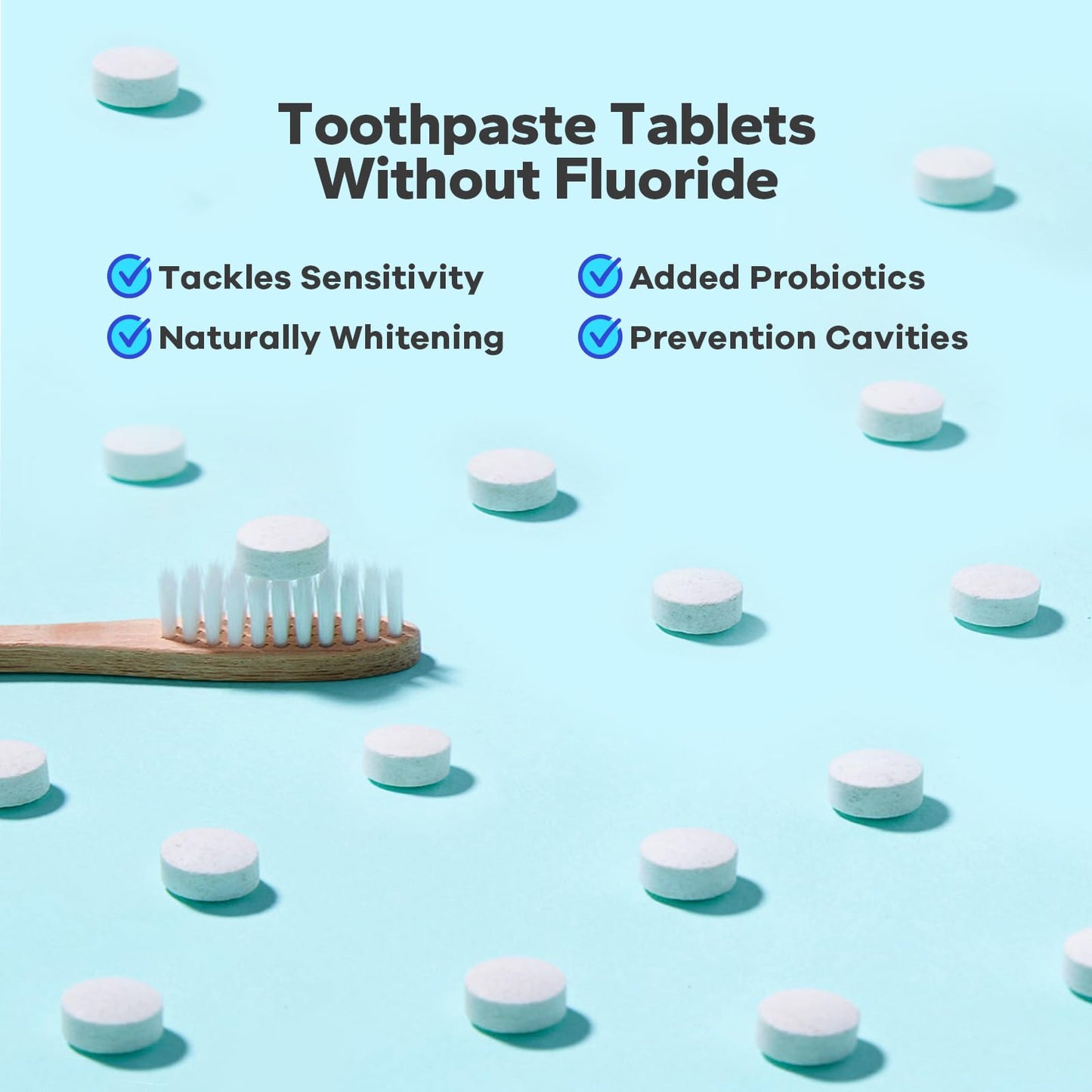 Smileshark Toothpaste Tablets (32 Count), Non Hydroxyapatite, Fluoride and Alcohol Bite Toothpaste, Eco-Friendly Toothpaste Tabs & Travel Toothpaste Tablets, Chewable Teeth Brushing Tablets