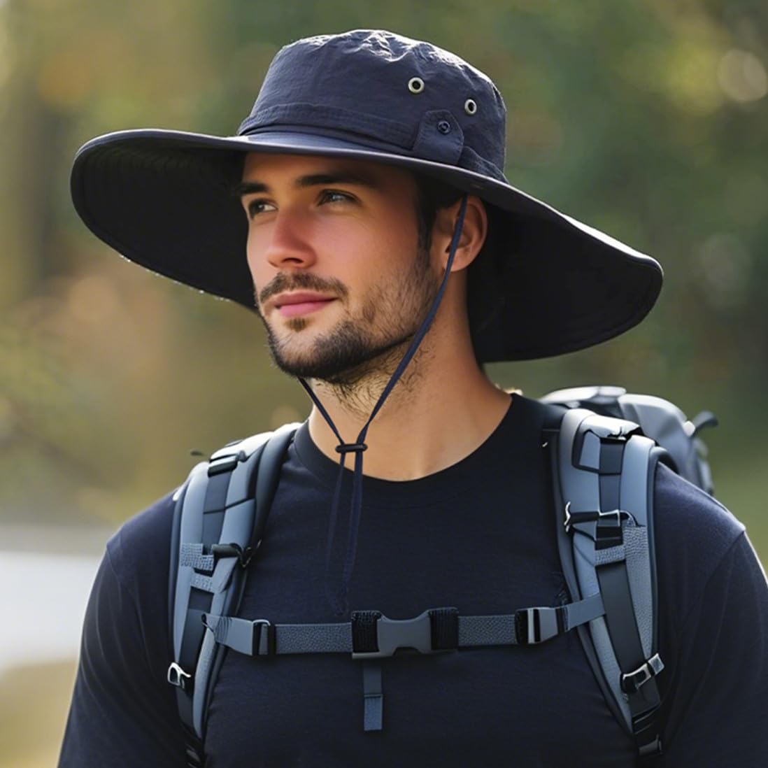 HLLMAN Super Wide Brim Sun Hat UPF 50+ Protection Hats for Mens/Womens Large Bucket hat for Fishing, Hiking, Gardening