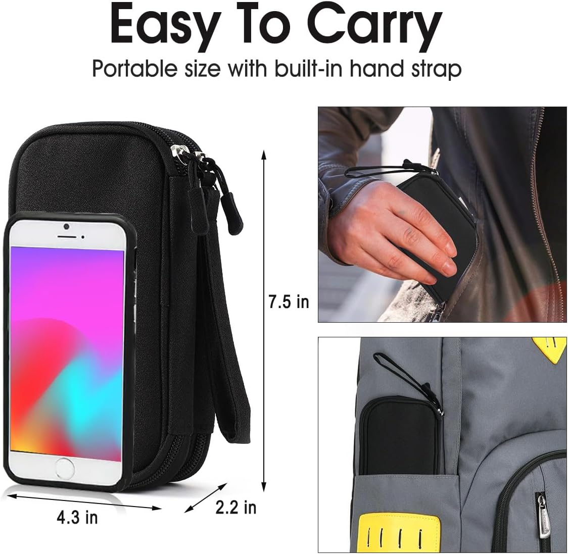 Tildaks Travel Electronic Organizer Pouch Bag, 3 Compartments Portable Electronic Phone Accessories Storage Multifunctional Case for Cable, Cord, Charger, Hard Drive, Earphone(Pink)