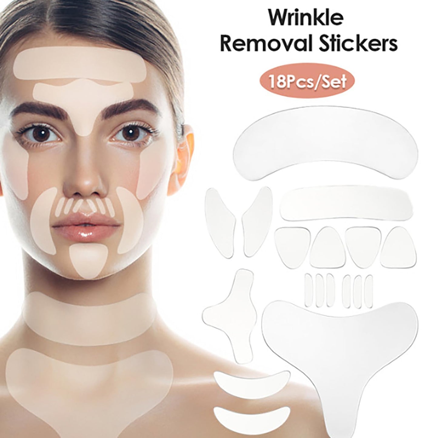 VolksRose Silicone Wrinkle Patches (18Pack) – Reusable Face, Forehead & Neck Patches for Wrinkles – Anti-Aging Overnight Mask Smooths Forehead Lines, Under Eyes, Mouth & Cleavage – Hydrating & Firming