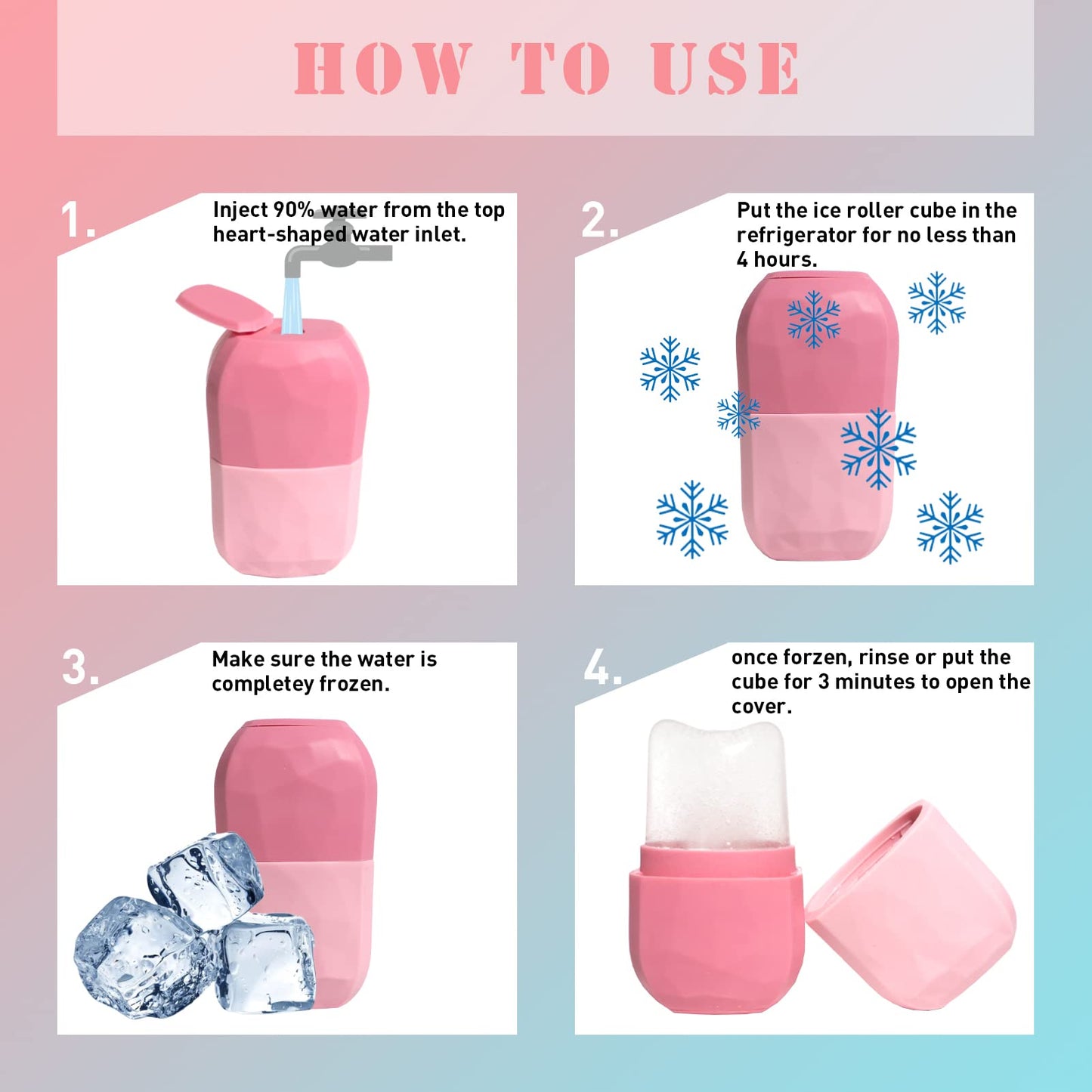 VANALIA Ice Roller and Gua Sha Set for Face, Eyes and Neck - Skin Care Beauty Tools to Brighten Skin and Enhance Natural Glow (Pink)