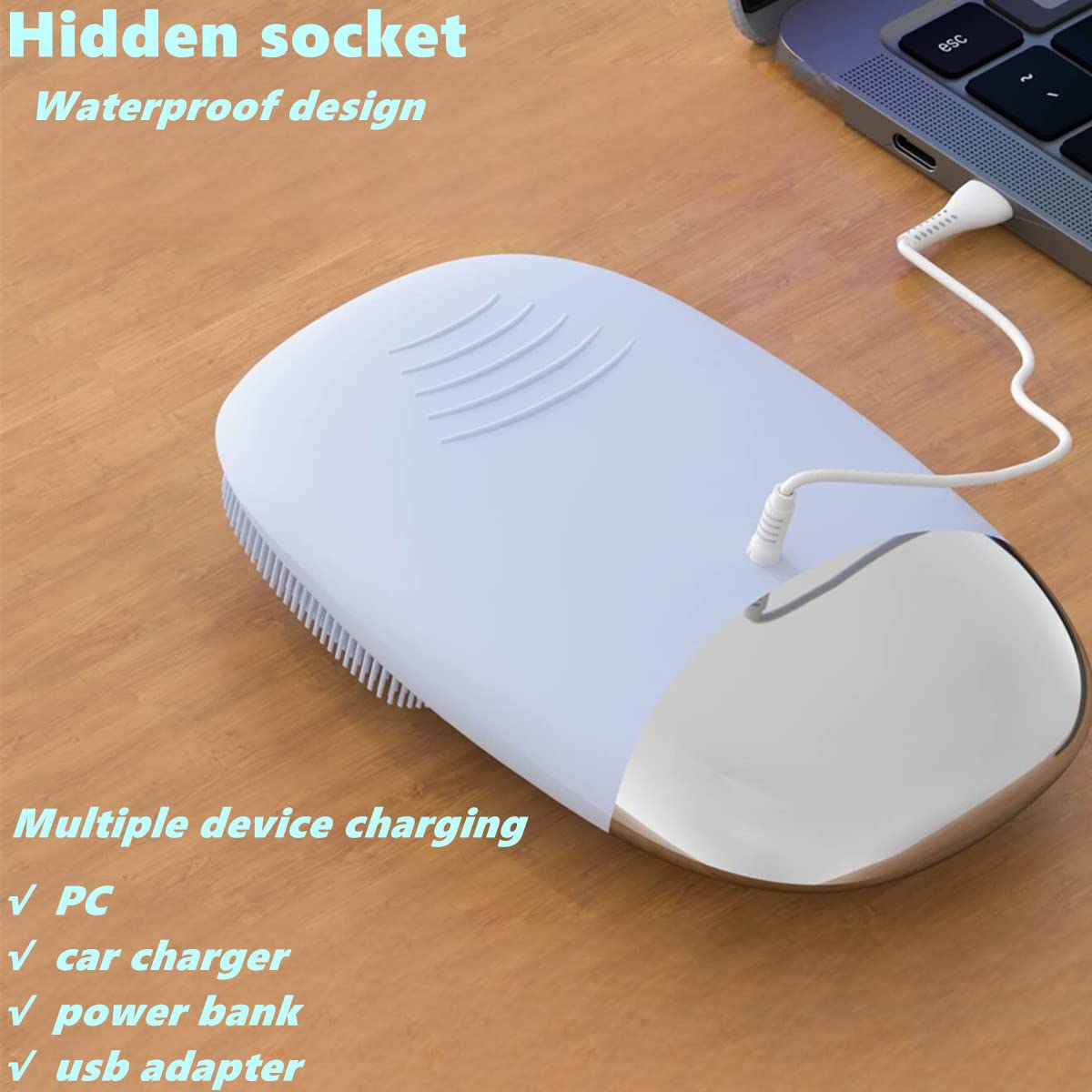 MEGAN Facial Cleansing Brush,USB Rechargeble Electric Silicone Face Scrubber,IPX7 Waterproof Sonic Facial Massager, 3 in 1 face Brush for Deep Cleanning, Blackhead Remover, Exfoliating.(Sky Blue)