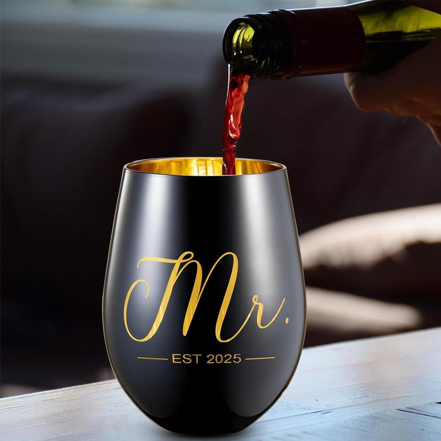 xilaxila Mr and Mrs EST 2025 Wine Glasses Gifts- Cool Engagement Gifts, Wedding Gifts for Couples, Bride and Groom, His and Hers- Bridal Shower Gifts for Bride To Be