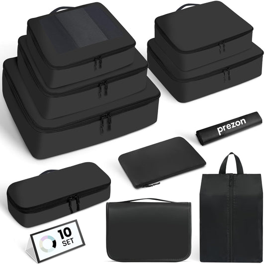 Packing Cubes for Travel | 10 Set, 8 Set |Durable Luggage Organizer 4 Size(Extra Large, Large, Medium, Small),Comprehensive Cubes for Toiletry,Underwear, Shoe,Travel Essentials,Efficient Women Gifts